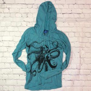 Sure Turquoise Hoodie with Tentacle Graphic Sz S